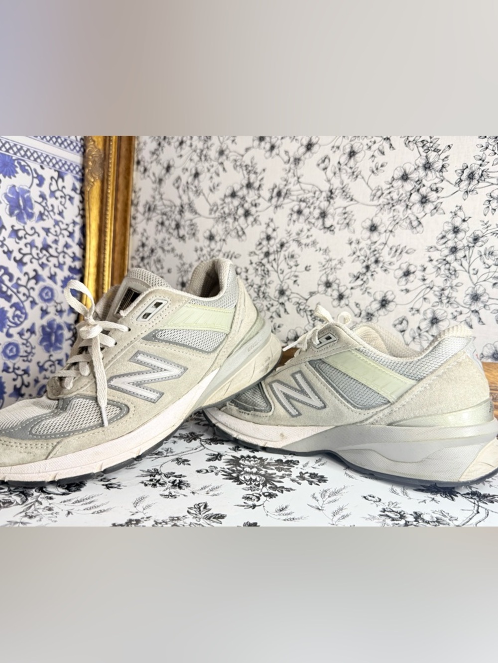 New Balance Cream and Light Gray Men's Sneakers